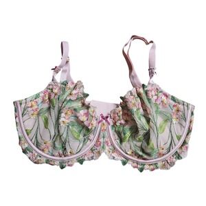 Victoria's Secret Dream‎ Angels Lily Embroidery Balconette Bra 36 DD Coquette